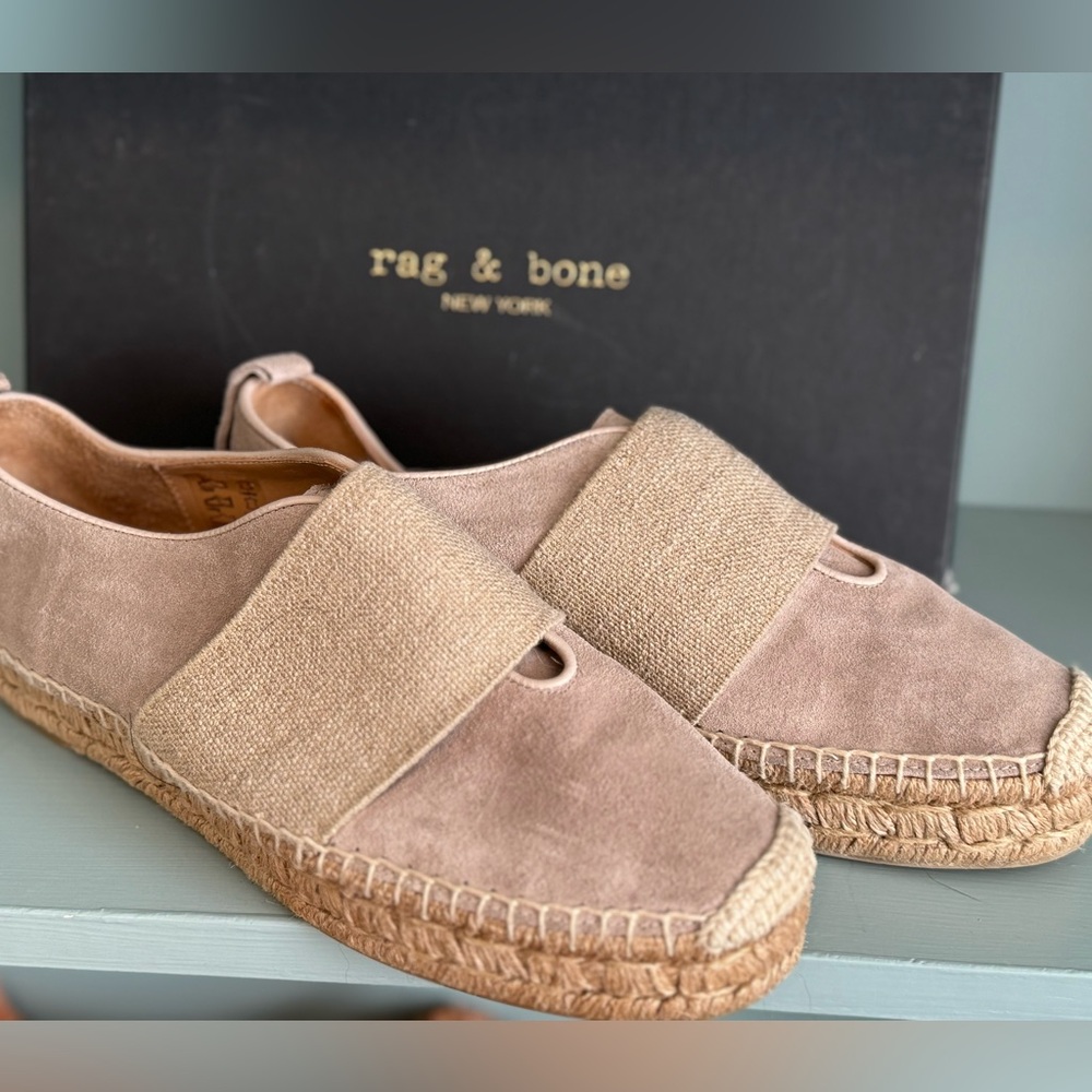 rag & bone Nina Espadrille in smoke suede, size 39 - with box and dust bags!